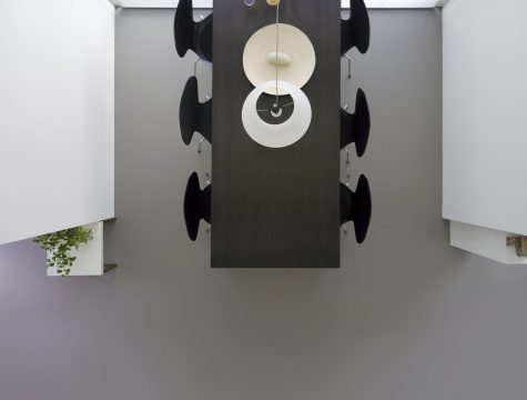 modern dining room aerial view